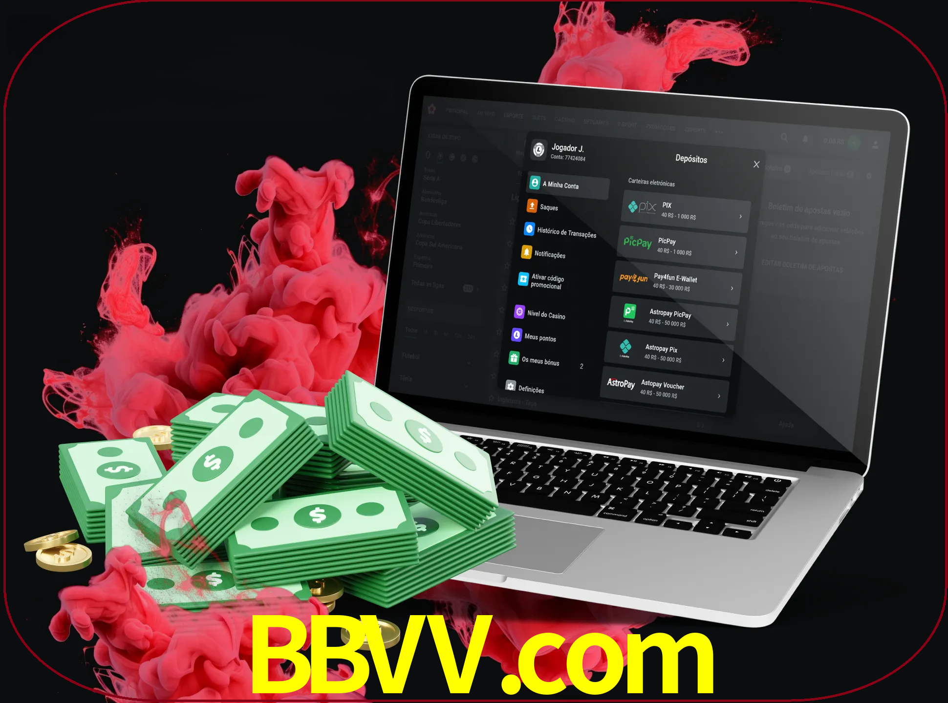 Para efetuar um depósito na sua conta bbvv, basta escolher o método de depósito e especificar o montante.